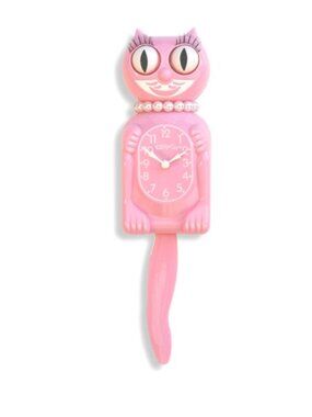 RETIRED Pink Satin Miss Kitty Cat klock clock